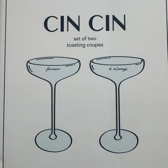 NEW Anthropologie x Cin Cin Forever & Always Coupe Glasses, Set of 2, Blue - Picture 7 of 7